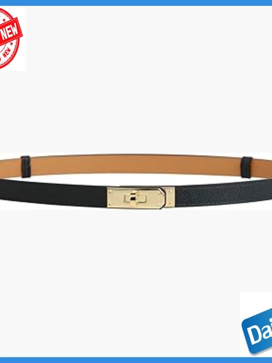 Skinny Leather Belt Adjustable Turn Lock Buckle Medium Width main image 6